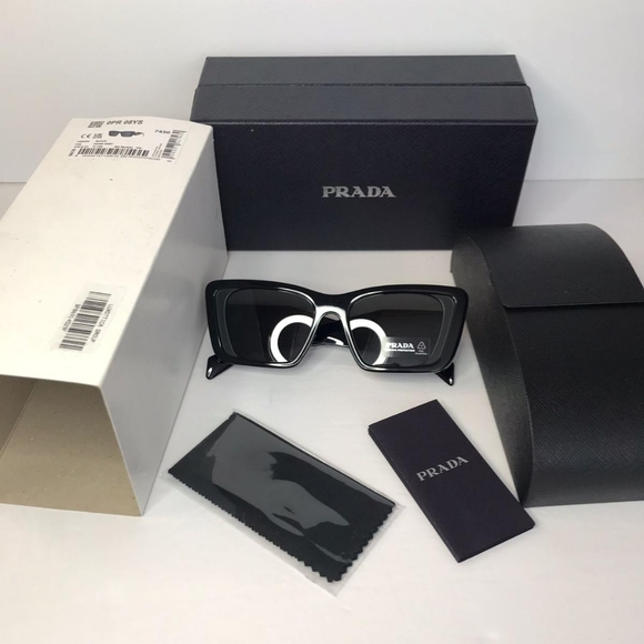 💯- Authentic New Prada PR-08YS 1AB5S0 Sunglasses Women's Black Dark Grey Bu… - Picture 6 of 14